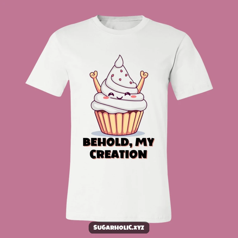 Funny Triumphant Cupcake T-Shirt: Sweet Achievement Design