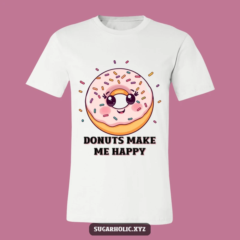Funny Donut Sprinkle T-Shirt: Smiling Character Delight, Ideal Funny Gift