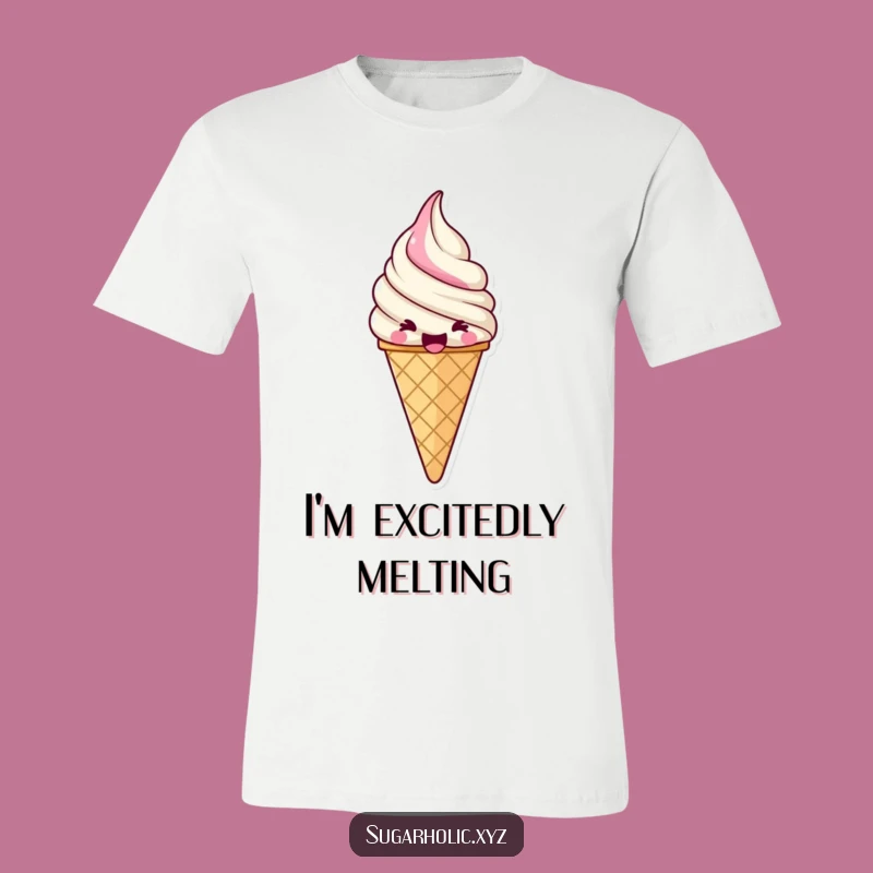 Funny Jubilant Ice Cream Tee: Swirls of Excitement, Joyful Cone Design, Awesome Funny Gift Apparel