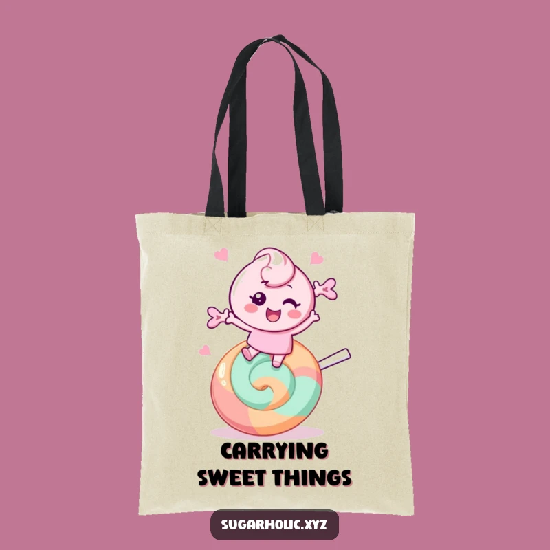 Funny Candy Bounce Tote Bag: Carry Sweetness, Cheerful Character, Perfect Funny Gift