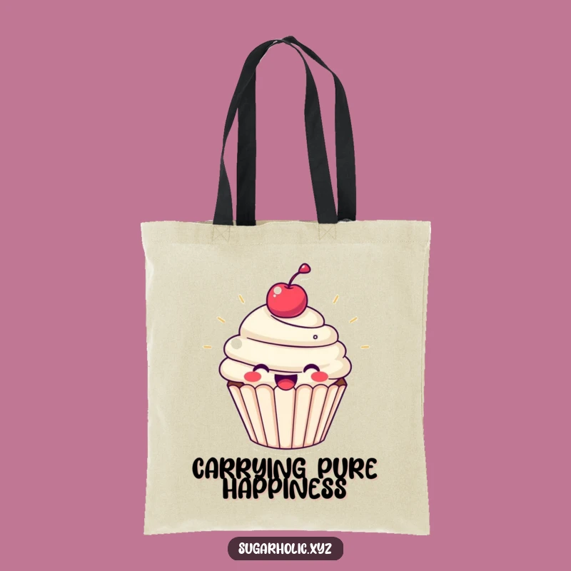 Funny Cupcake Joy Tote Bag: Beaming Treat, Practical & Funny Gift for Everyday Cheer