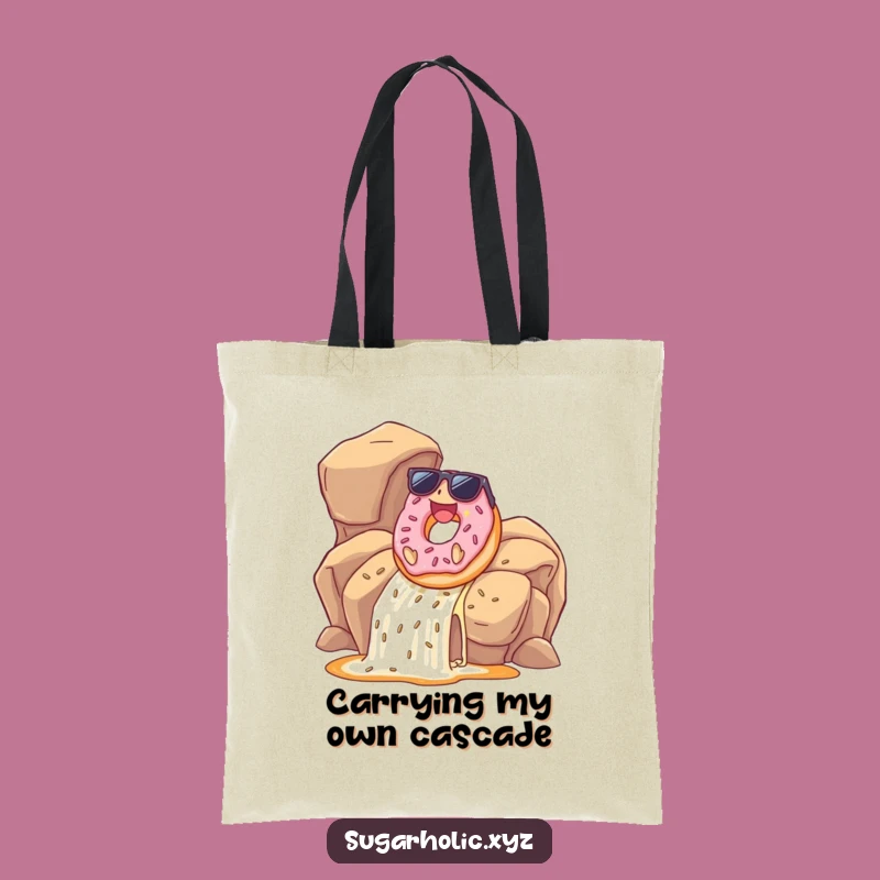 Funny Donut Tote Bag: Caramel Waterfall Fun, Stylish & Hilarious Carryall