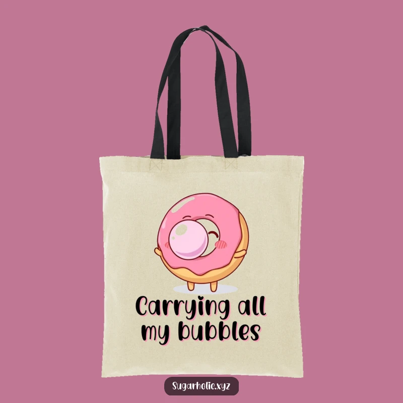 Funny Donut Tote Bag: Carry Your Essentials with This Hilarious Bubble Blowing Design